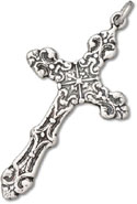 Silver large fancy cross pendant
