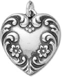 Fancy Silver Heart Charm Pendant