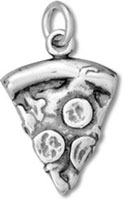 Silver slice of pizza charm