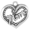 Silver mom in heart charm