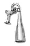 Sterling silver champagne bottle & glass charm