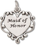 Sterling silver Maid of Honor in Heart charm