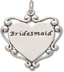 Sterling silver large bridesmaid in heart charm