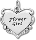 Sterling silver flower girl in heart charm