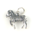 Sterling silver zebra charm 3-D