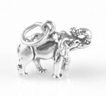 Sterling silver elephant charm 3-D