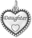 Sterling Silver Daughter in Beaded Heart Charm