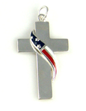 Silver patriotic cross charm