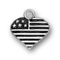 Silver Flag shaped like Heart charm