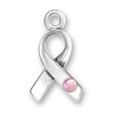 Silver Swarovski Crystal Pink Cancer Awareness Ribbon