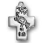Silver cross with dove charm