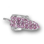 Silver pink crystal baby shoe charm