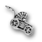 Silver baby carriage charm
