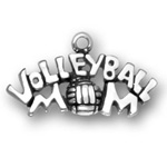 Sterling silver volleyball mom charm (volleyball for O in Mom)