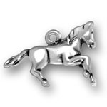 Silver running horse charm