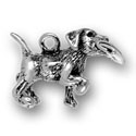 Silver puppy dog carrying newspaper charm