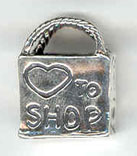 Sterling silver I Love to Shop charm