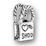 Sterling silver small I Love to Shop charm