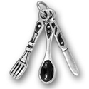 Silver utensil set charm knife, fork, spoon