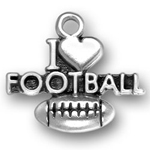 Silver I Heart Football Charm