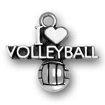 Silver I Heart Volleyball Charm