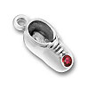 Silver CZ Birthstone Baby Shoe Charm January - Garnet