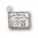 Silver Birth Certificate Charm