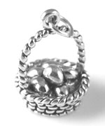 Silver Easter basket with eggs charm