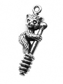 Sterling silver bear with honey dipper charm