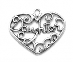 Silver daughter in heart charm or pendant