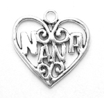 Silver Nana in Heart Charm or Pendant