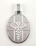 Sterling silver medical alert oval pendant