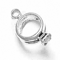 Silver Diamond Ring with Crystal CZ Charm