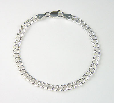 Silver Traditional Double LInk Charm Bracelet
