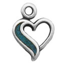 Silver tiny inlaid open heart charm