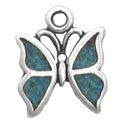 Silver tiny inlaid butterfly charm