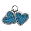 Silver tiny inlaid double heart charm
