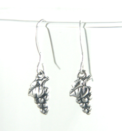 Sterling silver dangle wine grape earrings