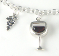 wine lovers gift wine and cheese charm bracelet