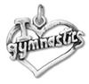 Silver I Love Gymnastics in Heart Charm